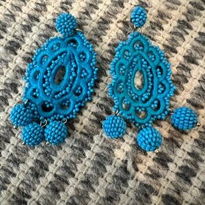 J. Crew Blue Crochet Dangle Earrings